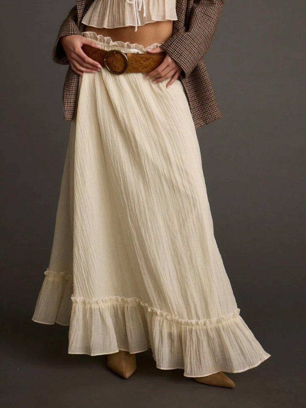 12th Tribe Dahlia Baby Yellow Ruffled Hem Skirt